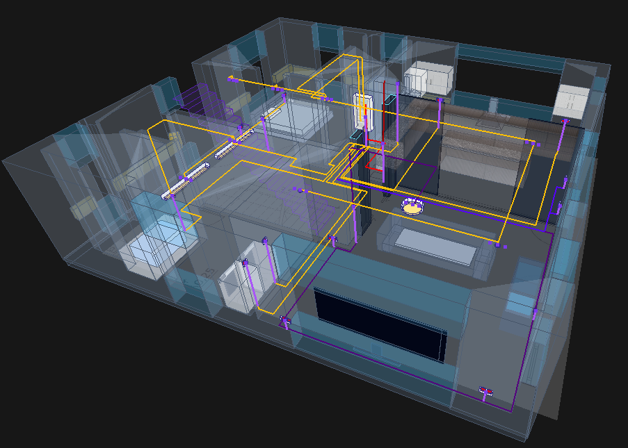 Alternative 3D-Ansicht einer geplanten Elektroinstallation